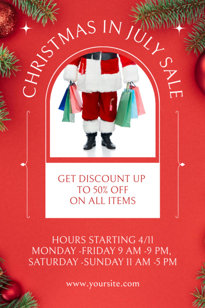 Dazzling July Christmas Items Sale Announcement Flyer 4x6in Design Template