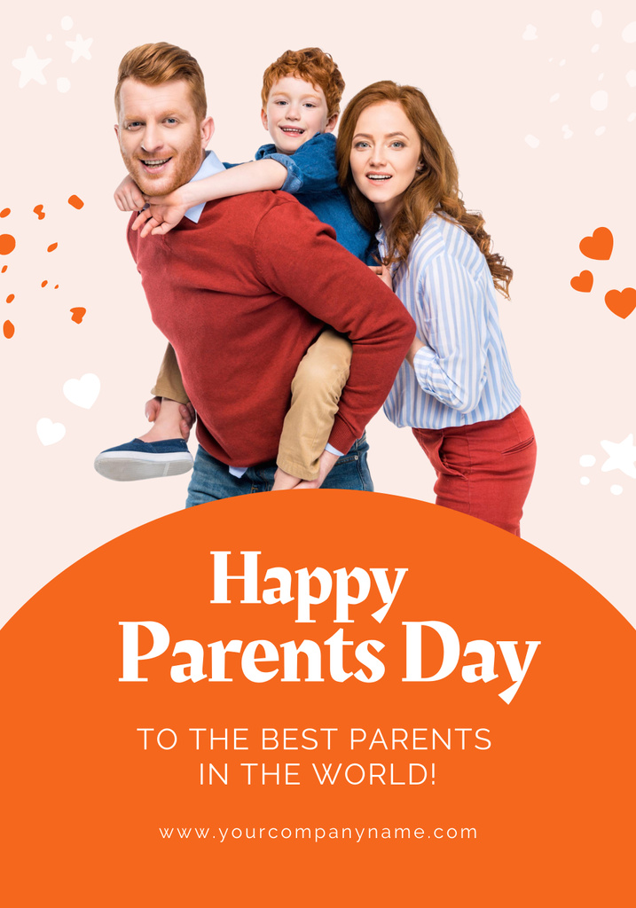 Cute Family with Son on Parents' Day Poster 28x40in – шаблон для дизайну