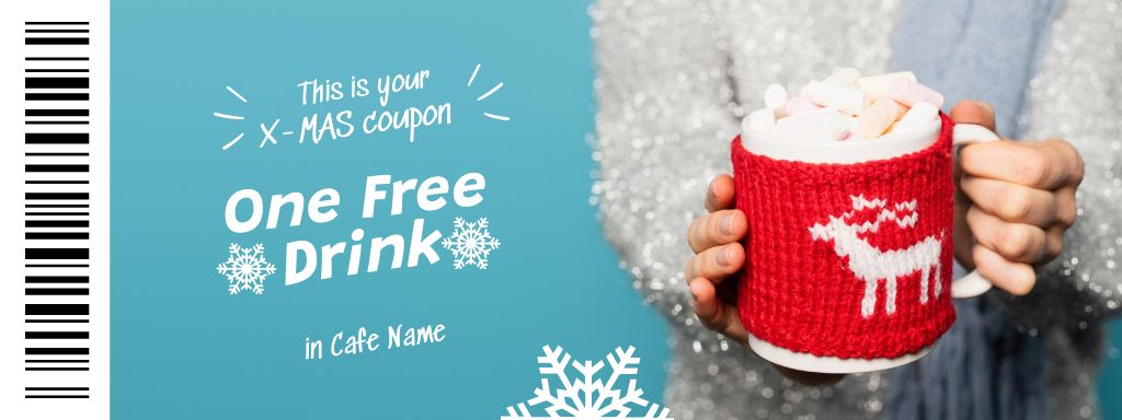 Free Christmas Drink Offer Coupon Tasarım Şablonu