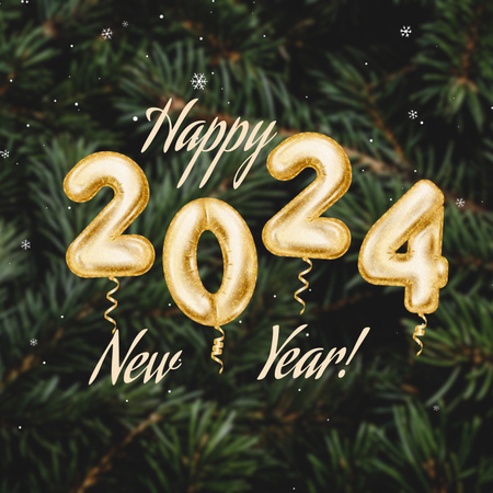 New Year Greeting with Shining Glitter Numbers Animated Post Design Template