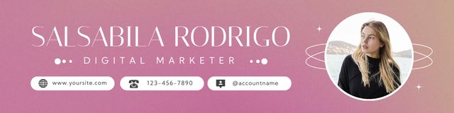 Template di design Services of Digital Marketer Offer on Pink Gradient LinkedIn Cover