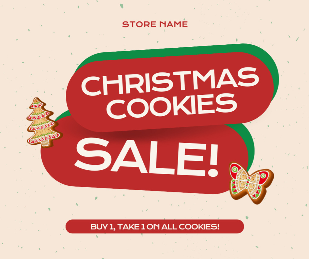 Christmas pastry sale with tree and butterfly Facebook Design Template