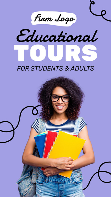 Educational Tours Offer on Purple TikTok Video Design Template