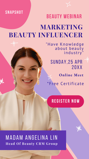 Designvorlage Beauty Webinar of Marketing Influencer für Instagram Story