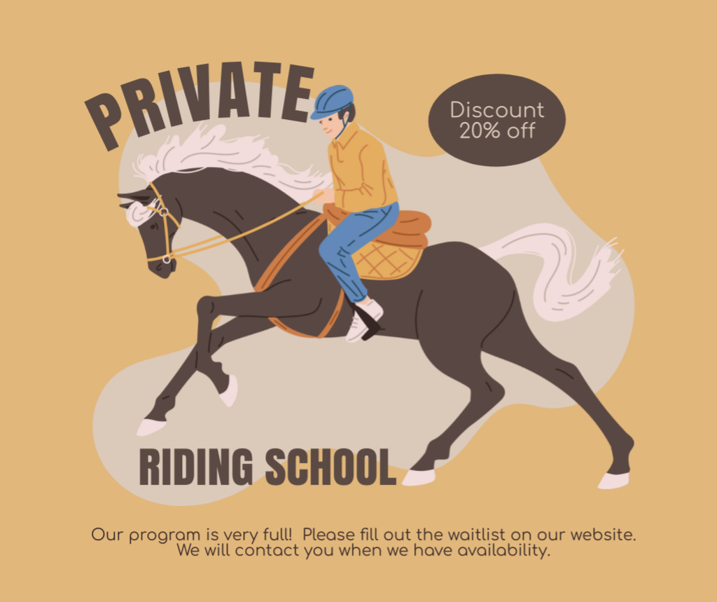 Designvorlage Discounted Riding School Program Offer für Facebook