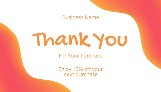 Plantilla de diseño de Thanks for Purchase Text and Discount Offer Business Card US 