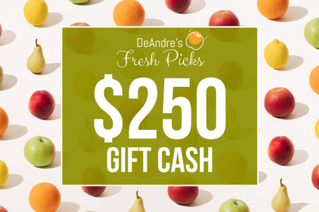 FRUITS Gift Certificate With 250 dollars Gift Certificate Design Template