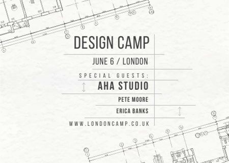 Platilla de diseño Design camp announcement on blueprint Postcard