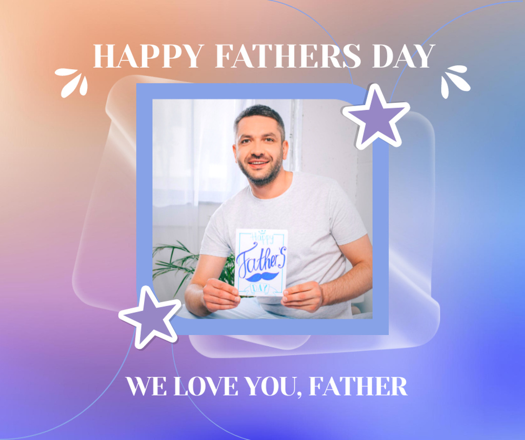 Father's Day Holiday Greeting with Happy Dad Facebook Tasarım Şablonu