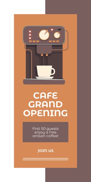 Cafe Grand Opening Event With Coffee Machine Graphic Design Template