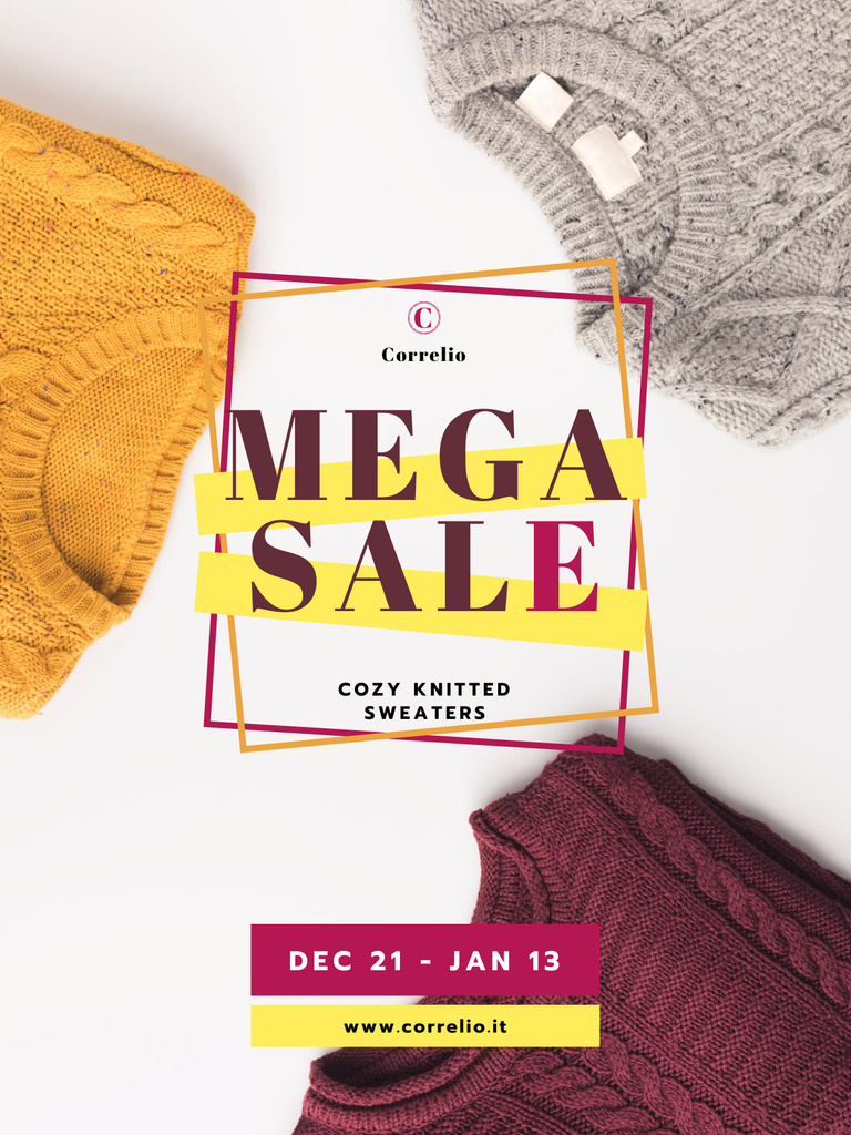 Warm Knitted Sweaters Sale Poster USデザインテンプレート
