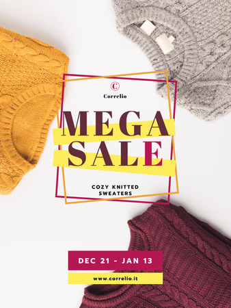 Warm Knitted Sweaters Sale Poster US Design Template