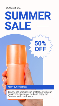 Summer Sale of Sun Protection Creams Instagram Story Design Template