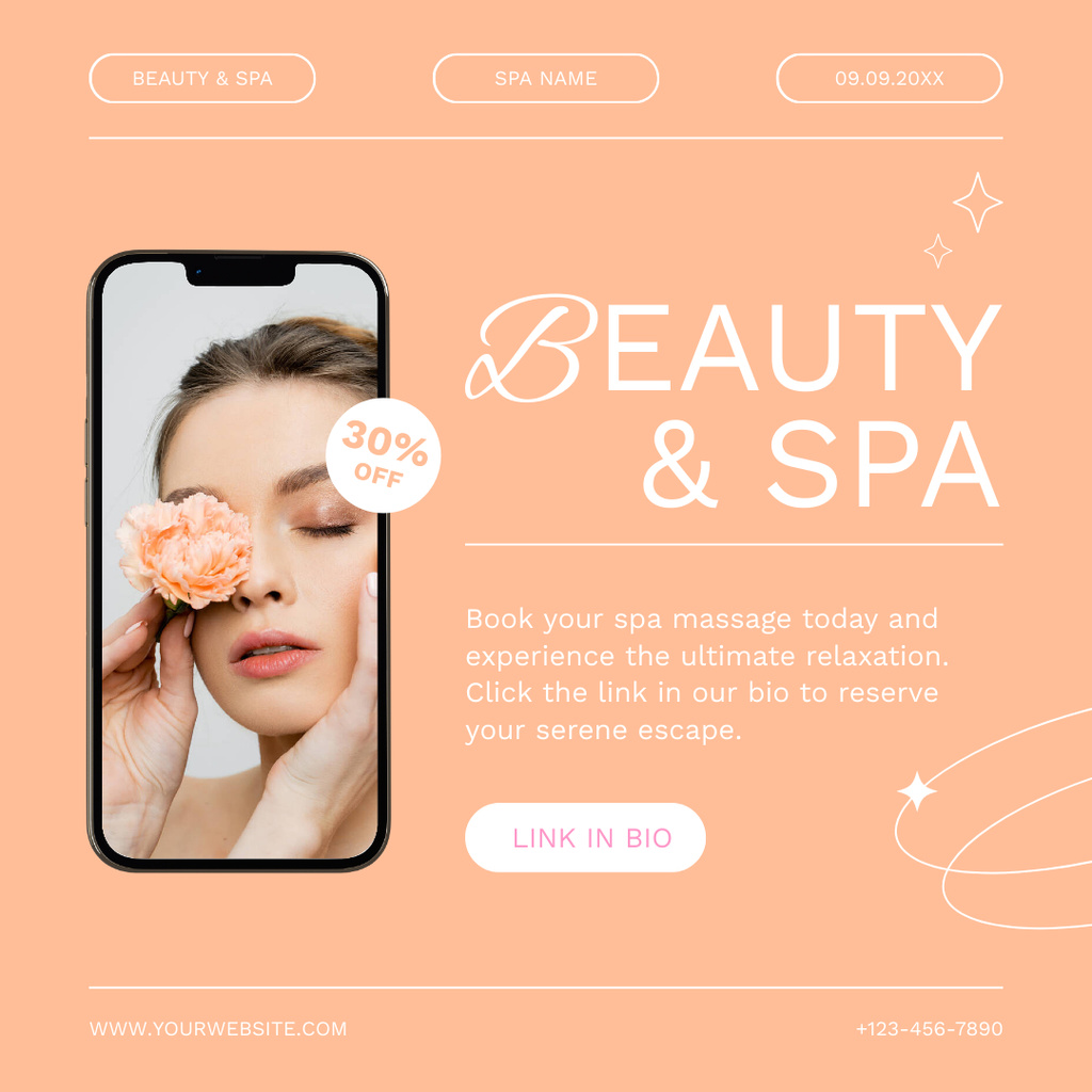 Book Spa Treatment Online With Discount Instagram ADデザインテンプレート