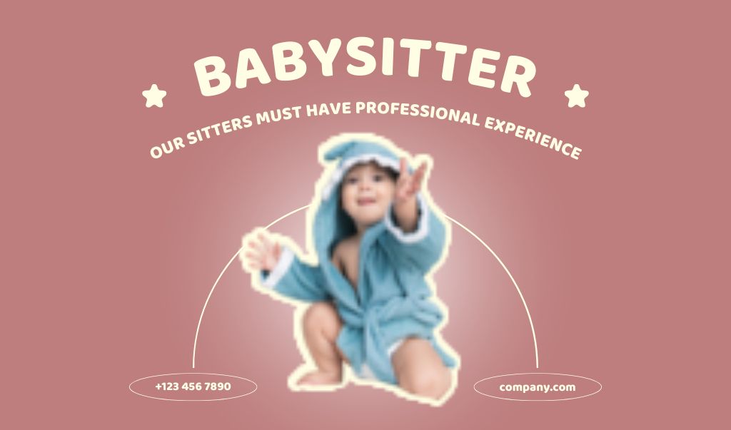 Babysitting Services Offer Business cardデザインテンプレート