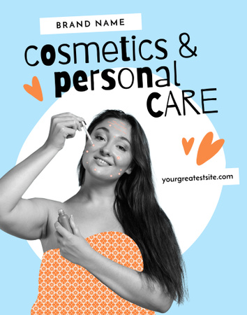 Ontwerpsjabloon van Poster 22x28in van Beauty Ad with Woman applying Serum