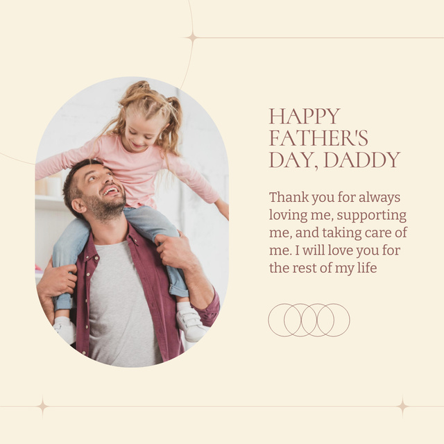 Father's Day Card with Happy Dad and Daughter Instagram Tasarım Şablonu