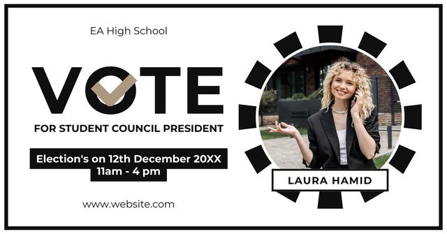 Student Council President Election with Young Blonde Facebook AD Design Template