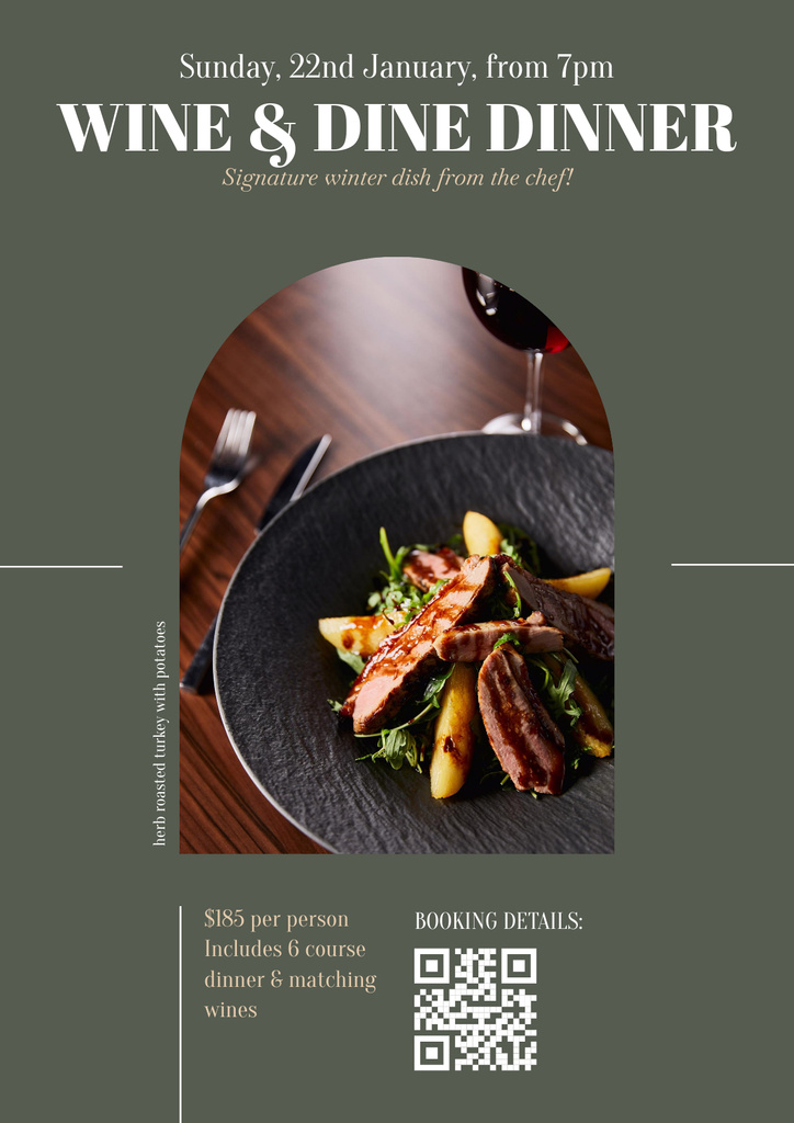 Offer of Dinner with Wine Poster Design Template