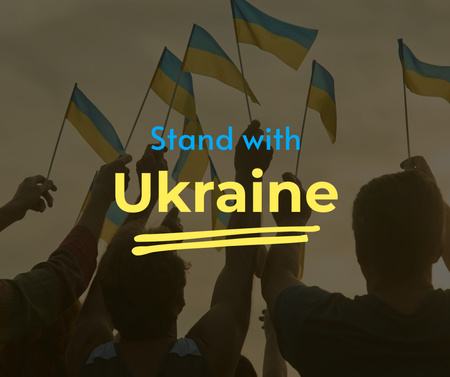 Stand with Ukraine with People with Flags Facebook tervezősablon