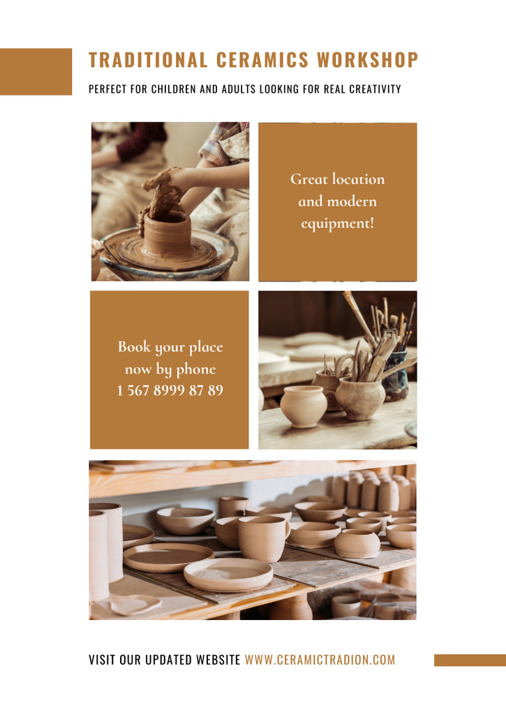 Traditional Ceramics Workshop Event Announcement Poster A3 – шаблон для дизайну