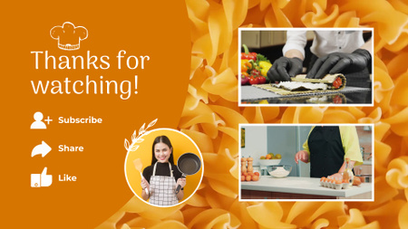 Vkusná epizoda vaření těstovin na vlogu šéfkuchaře YouTube outro Šablona návrhu