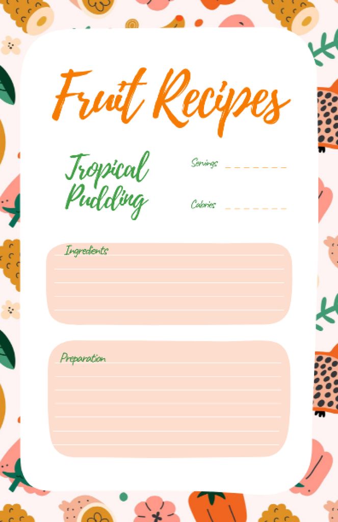 Dishes with Fresh Fruits Ad Recipe Card Design Template