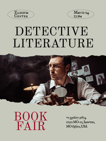 Template di design Detective Book Fair Ad in Retro Style Poster 36x48in