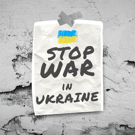 Template di design Muro danneggiato per motivazione a fermare la guerra in Ucraina Instagram