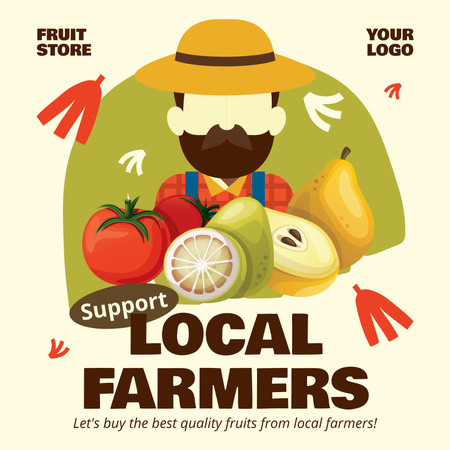 Local Fruits at Farmer's Market Instagram AD Design Template