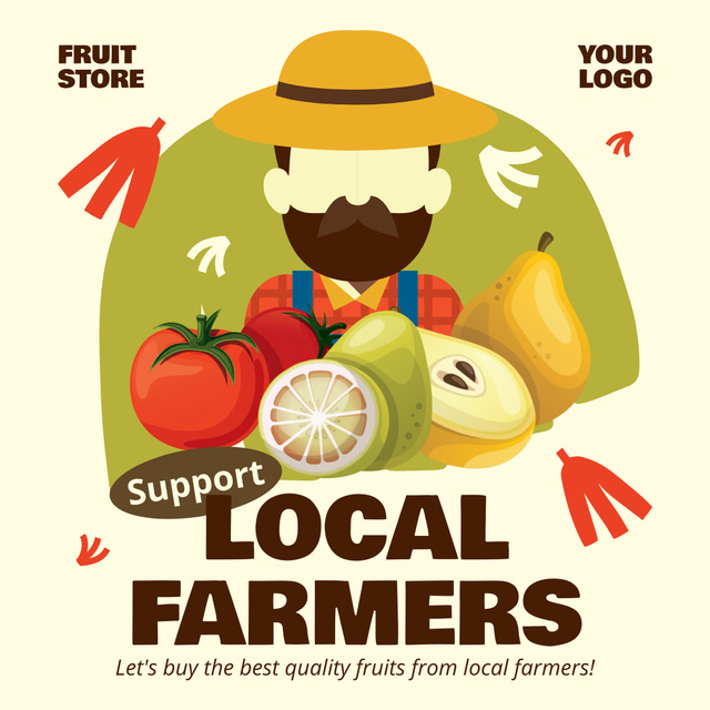 Local Fruits at Farmer's Market Instagram ADデザインテンプレート