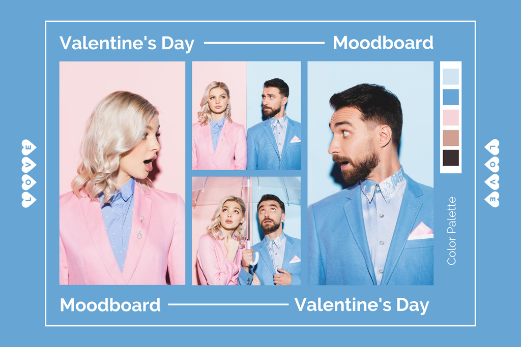 Elegant Beautiful Couple for Valentine's Day Mood Board Tasarım Şablonu