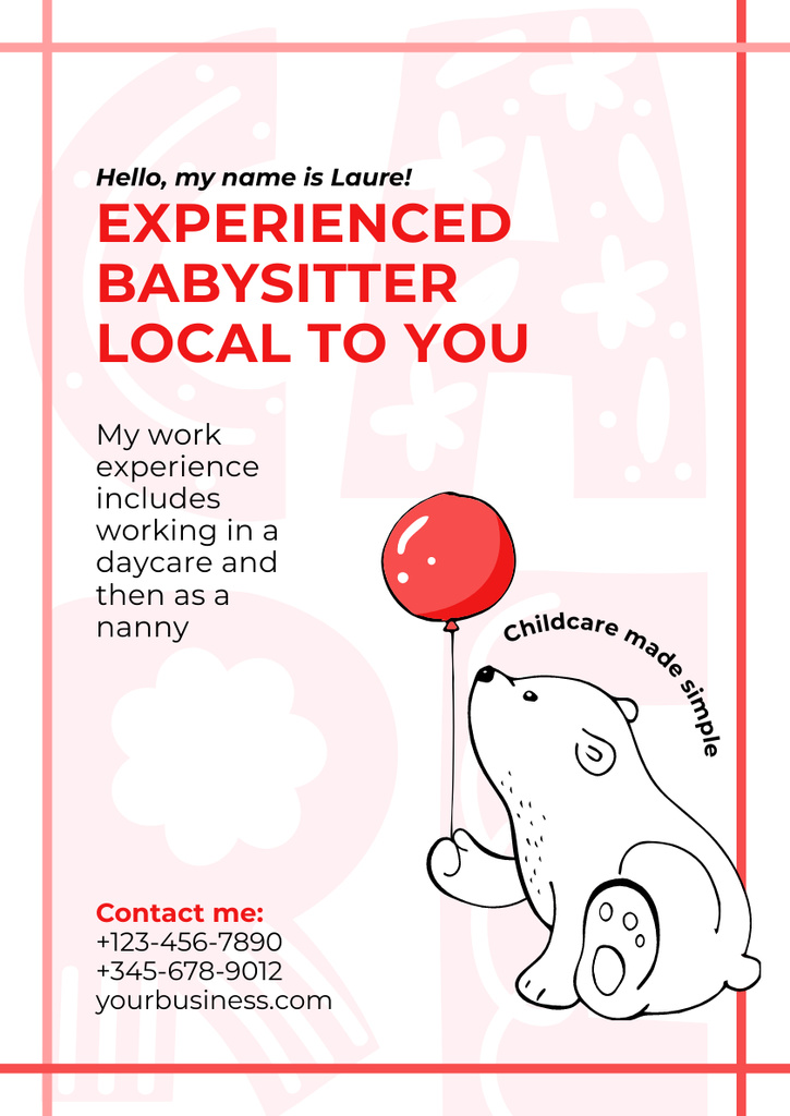 Babysitting Professional Introduction Card Poster A3 Design Template