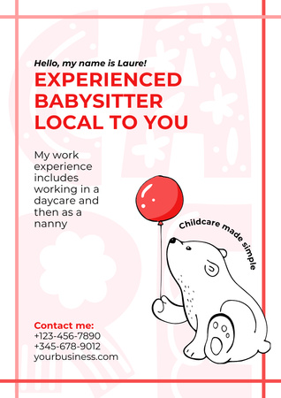 Babysitting Professional Introduction Card Poster A3 – шаблон для дизайна