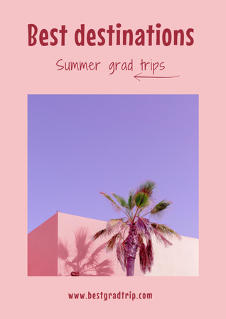 Ontwerpsjabloon van Poster A3 van Graduation Trips Ad with Palm Tree