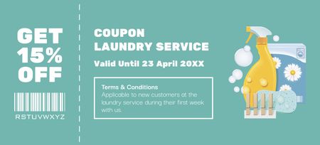 Kedvezményeket kínál a mosodai szolgáltatásra mosószerrel Coupon 3.75x8.25in tervezősablon