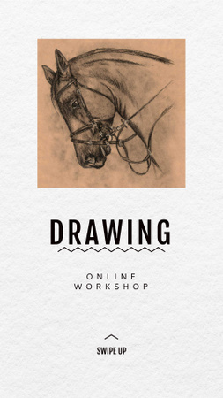 Charcoal Drawing of Horse Instagram Story Design Template