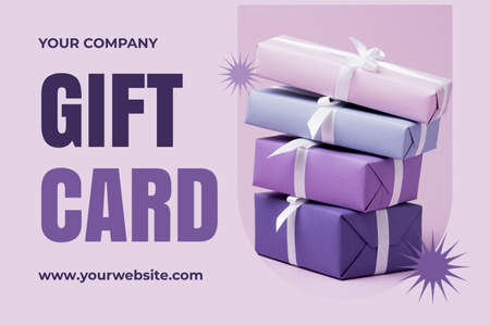 Ontwerpsjabloon van Gift Certificate van Geschenkdozen in paarse tinten