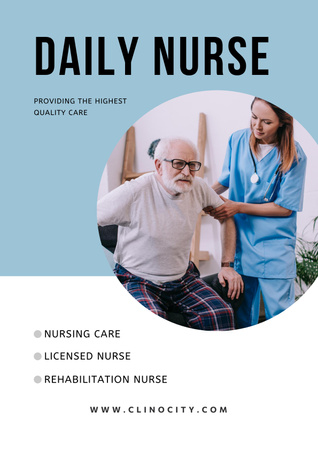 Nurse Services Offer with Elder Man Poster Design Template