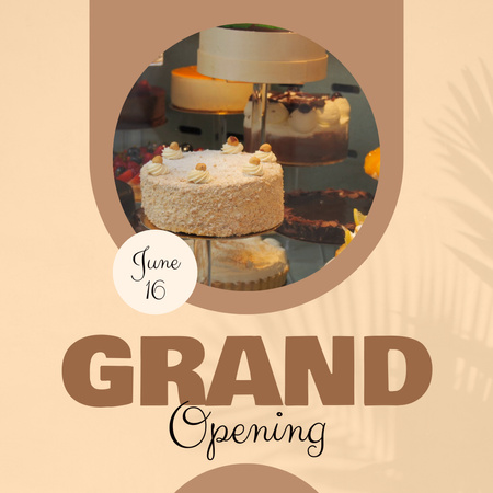 Platilla de diseño Sweet Cakes And Dessert Cafe Grand Opening Animated Post