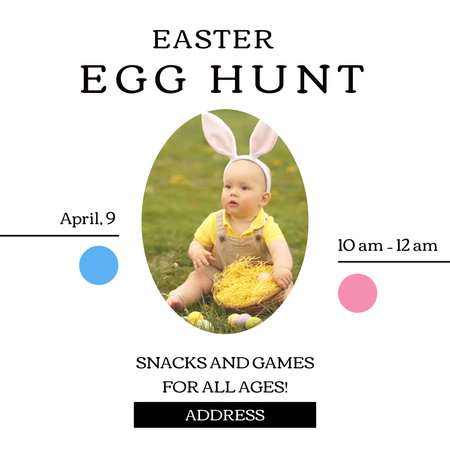 Egg Hunt Event With Games For Everybody Announcement Animated Post Design Template
