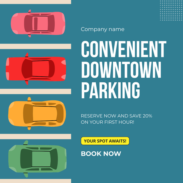Discount on Booking Parking Space Instagram AD Design Template
