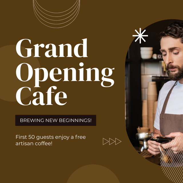 Cafe Grand Opening With Barista Service And Free Coffee Instagram AD Modelo de Design