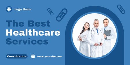 Best Healthcare Services with Team of Doctors Twitter Design Template