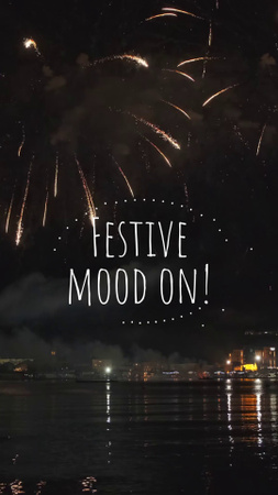 Hagyományos újévi gratuláció tűzijátékkal és pezsgővel TikTok Video tervezősablon