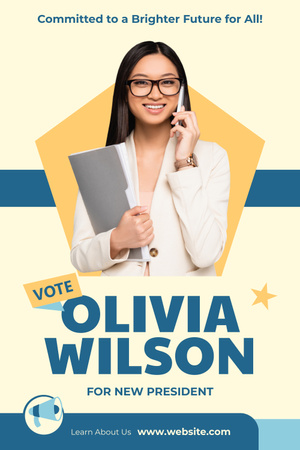 Vote for Beautiful Asian Woman in Election Pinterest Design Template