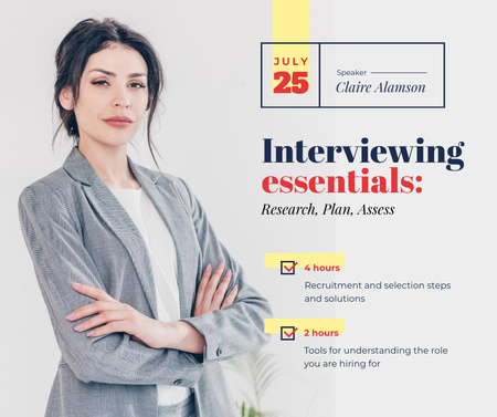 Job Offer confident Businesswoman at Interview  Facebook – шаблон для дизайна