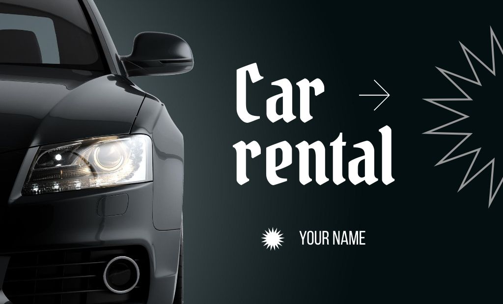 Car Rental Offer with Black Car Business Card 91x55mm – шаблон для дизайна