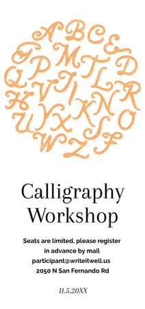 Calligraphy Workshop Announcement with Letters on White Flyer DIN Large Modelo de Design