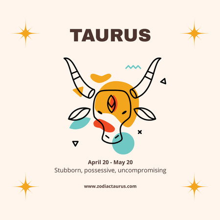 Template di design Caratteristiche del carattere del segno zodiacale Toro Instagram